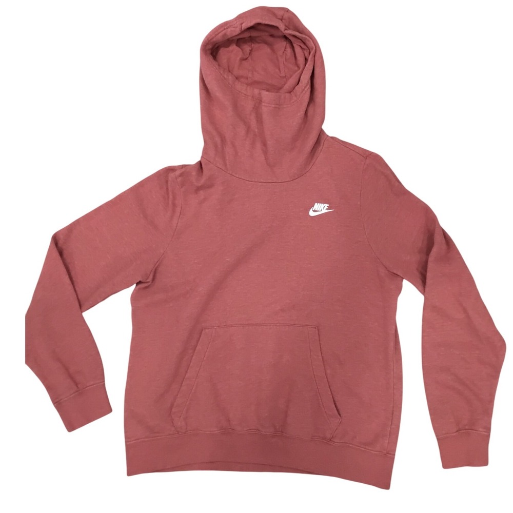 Nike‎ Kids Girls Hoodie Sweatshirt Pink Cowl Neck Long Sleeve Pocket Size L